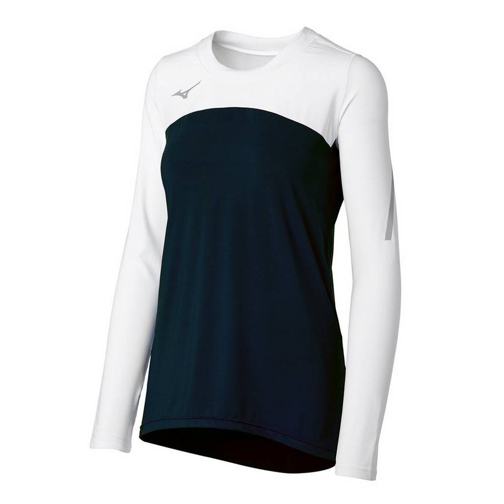 Mizuno Women's Techno VII Long Sleeve Volleyball Jersey Black/White (440681-HBM)